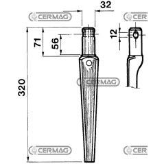 Dente per erpici rotativi - RD Diametro 32 mm 55094 | NewgardenAgri.com
