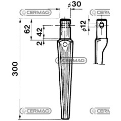 Dente per erpici rotativi - RC Diametro 30 mm 55095 | NewgardenAgri.com