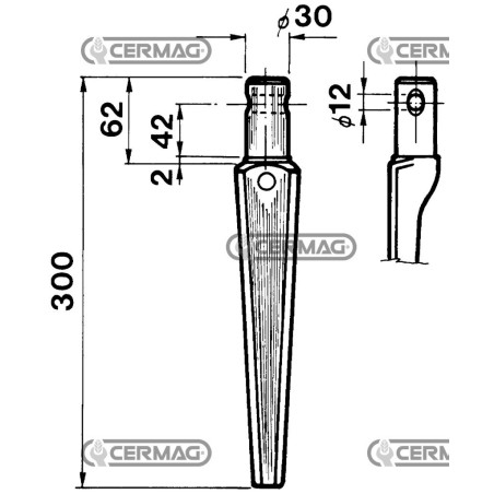 Diente de grada rotativa - RC Diámetro 30 mm 55095 | NewgardenAgri.com