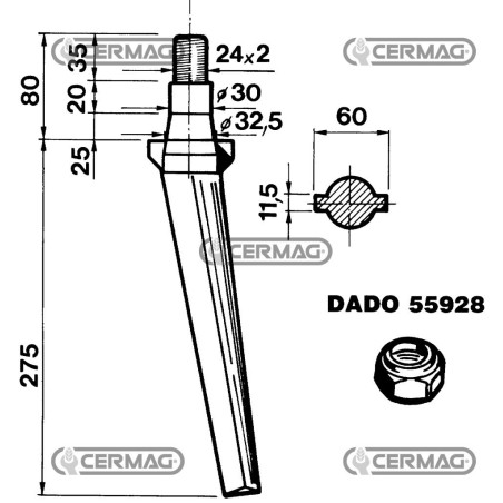 Púa de rastra rotativa - Cónica pesada 55129 | NewgardenAgri.com