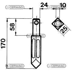 Dente per erpici rotativi - Rototiller Quadrato 25x25 mm 55146 | NewgardenAgri.com