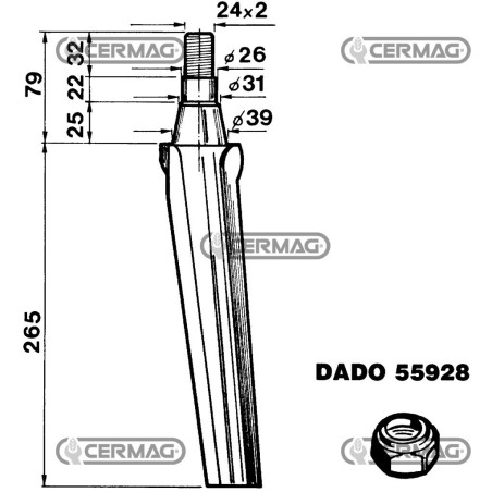 Púa de rastra rotativa - Cónica plana 55164 | NewgardenAgri.com