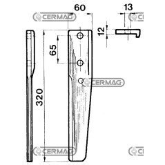 Dente per erpici rotativi - TB422 Lato Destro Piatto 60x12 mm 55936 | NewgardenAgri.com