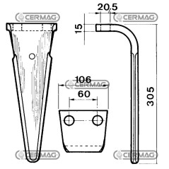 Zahn für Kreiseleggen - FS Flach 106x15 mm 55943 | NewgardenAgri.com