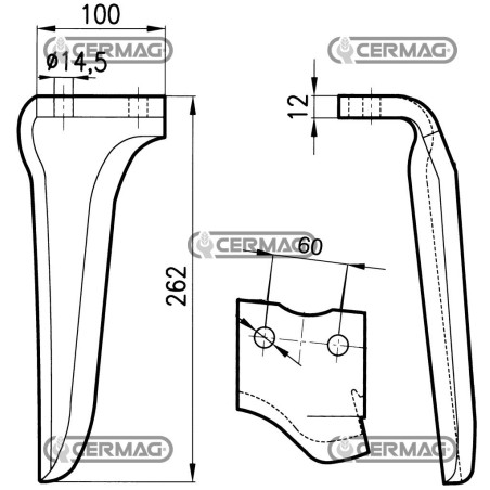 Dente per erpici rotativi Lato Destro Piatto 100x12 mm 56518 | NewgardenAgri.com