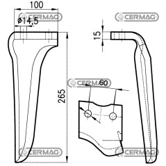 Dente per erpici rotativi Lato Destro Piatto 100x15 mm 56520 | NewgardenAgri.com