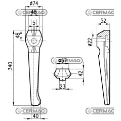 Dente per erpici rotativi - Standard Lato Destro Piatto 74x52 mm 56527 | NewgardenAgri.com