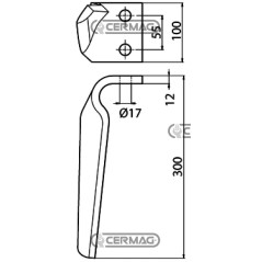 Dente per erpici rotativi Lato Destro Piatto 100x12 mm 56904 | NewgardenAgri.com