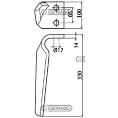 Dente per erpici rotativi Lato Sinistro Piatto 100x14 mm 56909 | NewgardenAgri.com