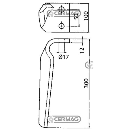 Dente per erpici rotativi Lato Destro Piatto 100x12 mm 57140 | NewgardenAgri.com