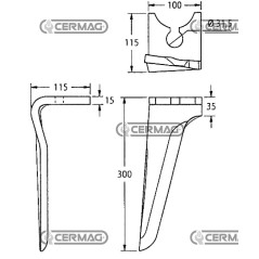 Dente per erpici rotativi - Superfast Lato Destro Piatto 100x15 mm 57185 | NewgardenAgri.com