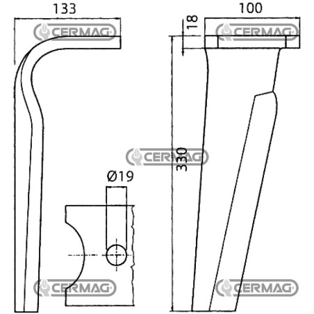 Dente per erpici rotativi - Magnum attacco rapido Lato Destro Piatto 100x18 mm 57191 | NewgardenAgri.com