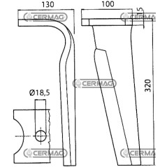 Zinken für Kreiselegge - Schnellkupplung rechts, flach, 100 x 15 mm, 57205 | NewgardenAgri.com