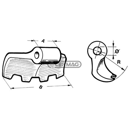 Hammer for shredder Hole diameter 20.5 mm 56164 Made in Italy
