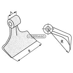 Martillo para trituradora. Diámetro del orificio: 16,5 mm. 57317. Fabricado en Italia.