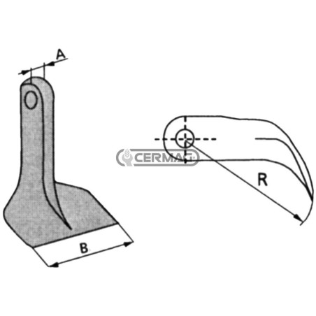Hammer für Schredder, Lochdurchmesser 12,5 mm, Artikelnummer 57465, Hergestellt in Italien