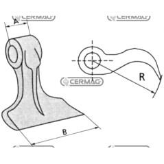 Martillo para trituradora. Diámetro del orificio: 22,5 mm. 57467. Fabricado en Italia.