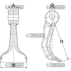 Marteau pour broyeur, diamètre du trou 20,5 mm, référence 57632, fabriqué en Italie