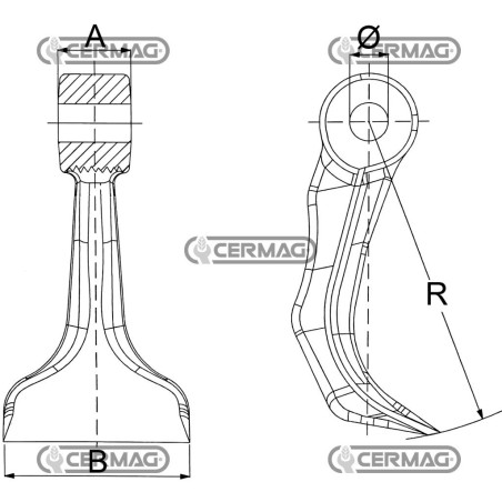 Hammer für Schredder, Lochdurchmesser 20,5 mm, Artikelnummer 57632, Hergestellt in Italien