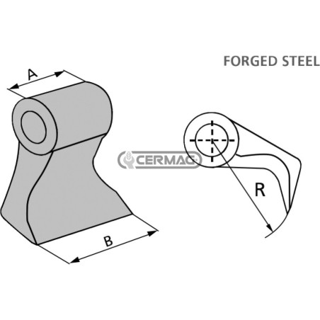 Hammer für Schredder, Lochdurchmesser 35 mm, Artikelnummer 57708, Hergestellt in Italien