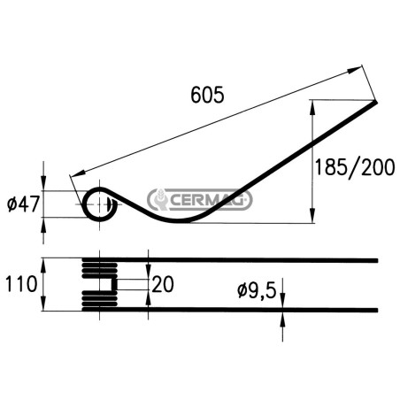 Dente a molla per giroandanatore 55646 | NewgardenAgri.com