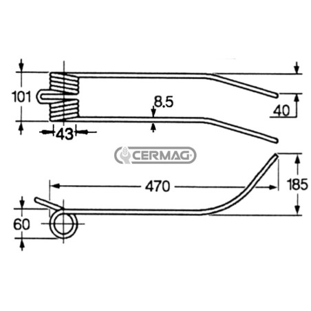 Dente a molla per giroandanatore 55670 | NewgardenAgri.com