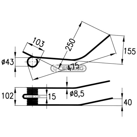 Dente a molla per giroandanatore 55877 | NewgardenAgri.com