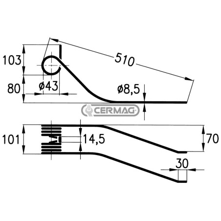 Spring tine for rotary rake 56413