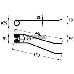 Spring tine for rotary rake right side 56418 | NewgardenAgri.com