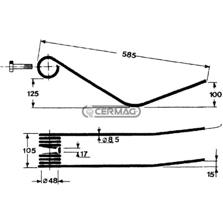 Spring tine for rotary rake 56637 | NewgardenAgri.com