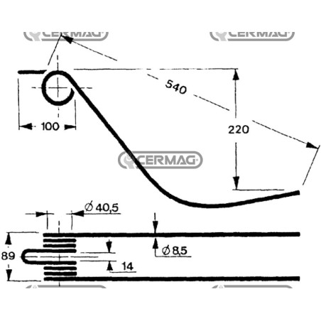 Diente de resorte para rastrillo rotativo 56644 | NewgardenAgri.com