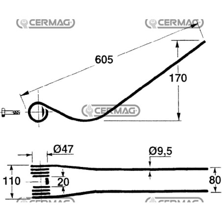 Dente a molla per giroandanatore 56647 | NewgardenAgri.com