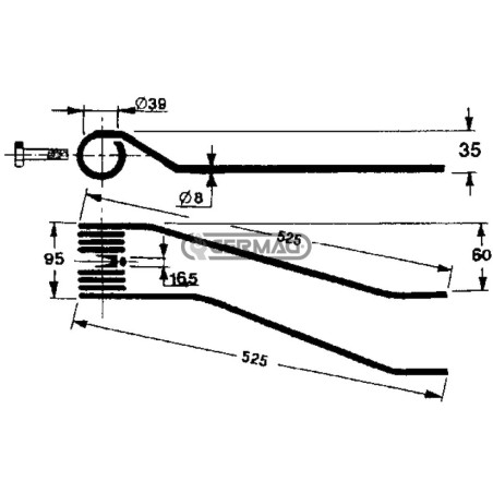 Dente a molla per giroandanatore Lato Sinistro 56650 | NewgardenAgri.com