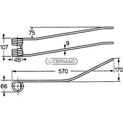Dente a molla per giroandanatore Lato Sinistro 56880 | NewgardenAgri.com