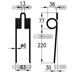 Muelle para rastrillo de correa/cadena 55555 | NewgardenAgri.com