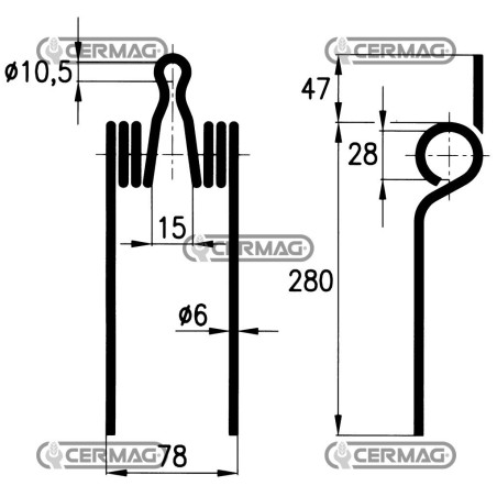 Muelle para rastrillo de peine 55560 | NewgardenAgri.com