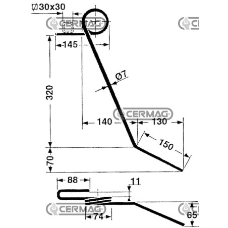 Dente posteriore per seminatrice 56924 | NewgardenAgri.com