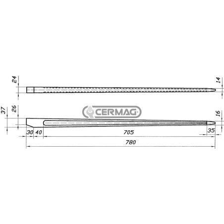 Punta da saldare per forca letame Dimensioni 35x24x780 mm 57457 | NewgardenAgri.com