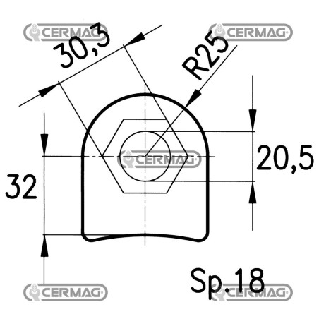 Soporte para martillo para trituradora. Diámetro del orificio: 20,5 mm. 56495