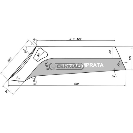 UNIVERSAL TYPE PLOUGH SHAFT 420 mm - RH 56748 | NewgardenAgri.com
