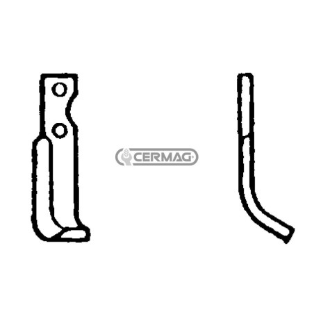 Azada curva derecha Diámetro del orificio 8,5 mm Distancia entre centros 55 mm Placa 25x6 mm 55007 | NewgardenAgri.com