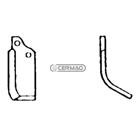 Azada curva derecha Diámetro del orificio 10,5 mm Distancia entre centros 27 mm Placa 40x6 mm 55011 | NewgardenAgri.com