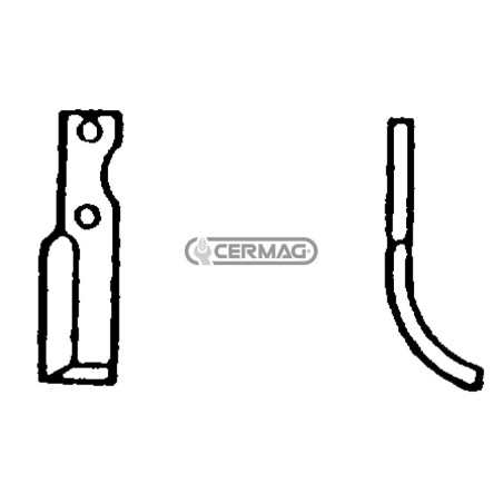 Azada curva derecha Diámetro del orificio 10,5 mm Distancia entre centros 65 mm Placa 35x6 mm 55138 | NewgardenAgri.com