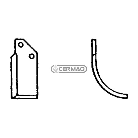 Azada curva izquierda Diámetro del orificio 10,5 mm Distancia entre centros 25 mm Placa 50x6 mm 55141 | NewgardenAgri.com