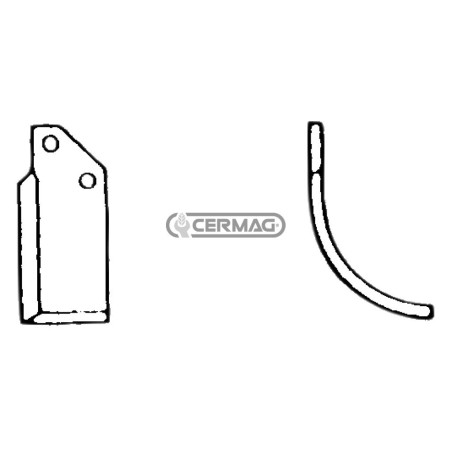 Azada curva derecha Diámetro del orificio 12,5 mm Distancia entre centros 54 mm Placa 70x6 mm 55169 | NewgardenAgri.com