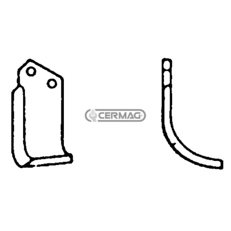 Azada curva derecha Diámetro del orificio 14,5 mm Distancia entre centros 46 mm Placa 60x7 mm 55235 | NewgardenAgri.com