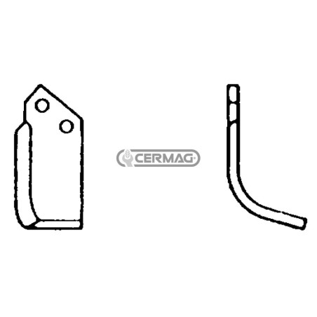 Azada curva derecha Diámetro del orificio 12,5 mm Distancia entre centros 42 mm Placa 60x6 mm 55325 | NewgardenAgri.com