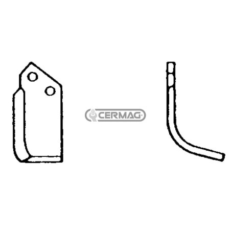 Azada curva derecha Diámetro del orificio 10,5 mm Distancia entre centros 32 mm Placa 50x6 mm 55327 | NewgardenAgri.com