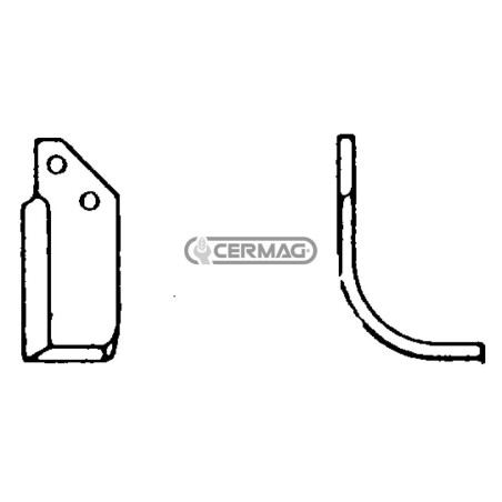 Azada curva derecha Diámetro del orificio 10,5 mm Distancia entre centros 27 mm Placa 40x6 mm 55362 | NewgardenAgri.com