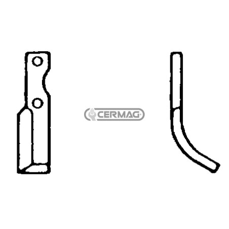 Azada curva derecha Diámetro del orificio 8,5 mm Distancia entre centros 70 mm Placa 30x6 mm 55366 | NewgardenAgri.com